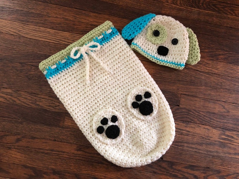 Crochet PATTERN Puppy Dog Cocoon Snuggle Sack Set Puppy Etsy
