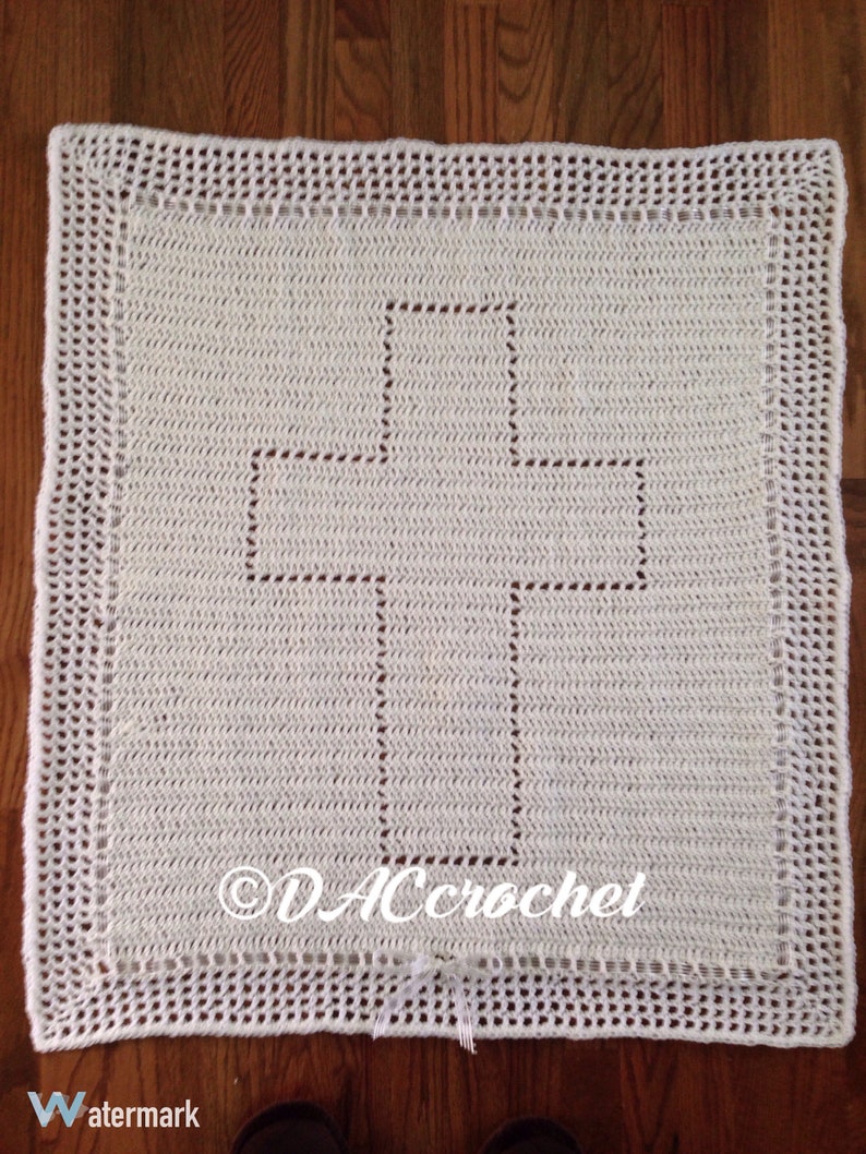 Crochet PATTERN Cross Christening Baby Afghan Blanket Filet Etsy