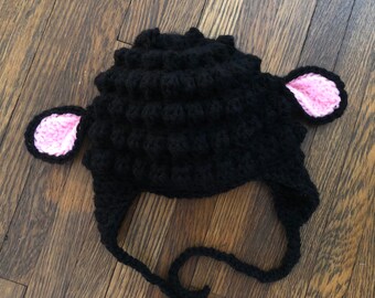 Oilmal Chapeau d'agneau en fourrure de dessin animé avec oreilles roses pour filles Y2K Cosplay Chaud Hiver Chapeaux Cosplay Fournitures de fête Bonnets amusants