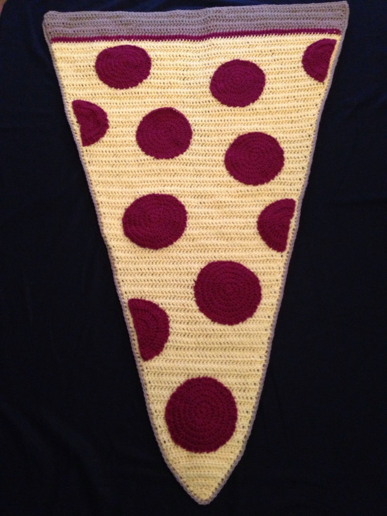 Crochet PATTERN Pepperoni Pizza Slice Blanket Pizza Afghan Blanket Pattern Crochet Pizza Cocoon Blanket Adult size PDF download file image 5