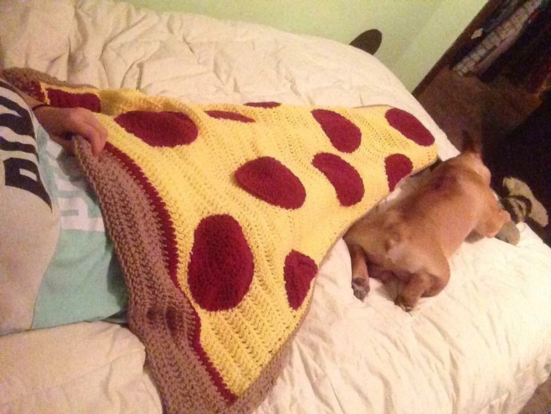 Crochet PATTERN Pepperoni Pizza Slice Blanket Pizza Afghan Blanket Pattern Crochet Pizza Cocoon Blanket Adult size PDF download file image 1