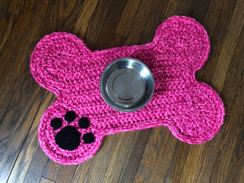 Dog Pet Mat With Paw Print Personalized Dog Bone Placemat Etsy