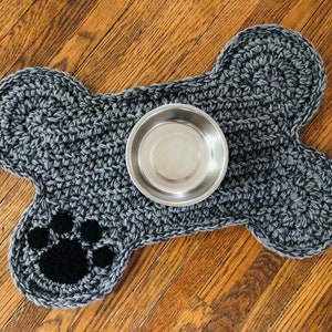 Large Size Dog Pet Mat with Paw Print, Personalized Dog Bone Food Water Bowl Placemat, Dog Bone Shaped Mat Rug, Dog Bone Feeding Place Mat image 7