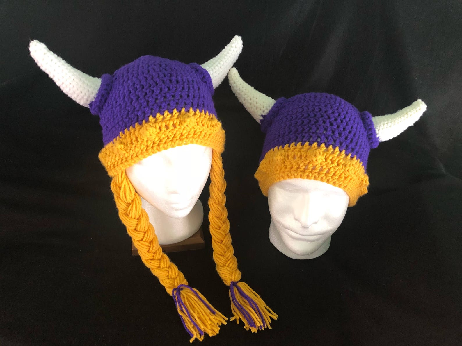 Purple Viking Hat Horn Braids Minnesota Sport Colors Adult | Etsy