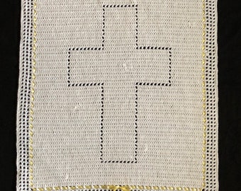 Crochet PATTERN - Cross Christening Baby Afghan Blanket; Filet Eyelet Cross Design Baby Blanket; Baptism Cross Blanket; Baby Shower Gift