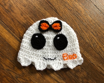 Gehaakt PATROON - vriendelijke geest Halloween-hoed, grootte baby tot volwassen grootte Ghost beanie muts, Halloween-kostuum Ghost Hat accessoire