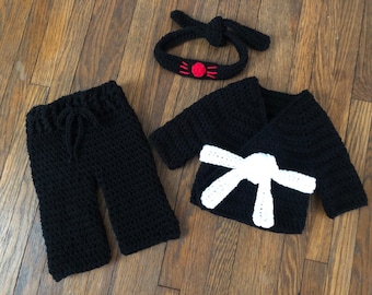 Black Baby Karate Outfit, Baby Martial Arts Set, Judo Jujitsu Karate Ghi Uniform, Baby Photo Prop Karate Uniform, Baby Costume Karate Outfit