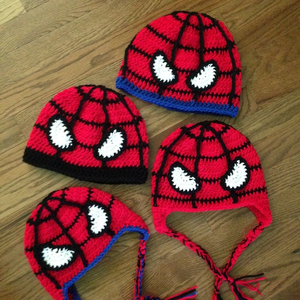 MODELLO all'uncinetto: cappello da supereroe con ragnatela; Modello all'uncinetto per cappello a ragnatela da bambino a adulto; Modello di cappello da supereroe, cappello da bambino Spiderweb