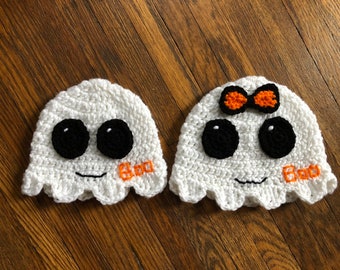 Crochet PATTERN - Friendly Ghost Halloween Hat, Baby to Adult Size Ghost Beanie Hat Pattern, Halloween Costume Ghost Hat Accessory