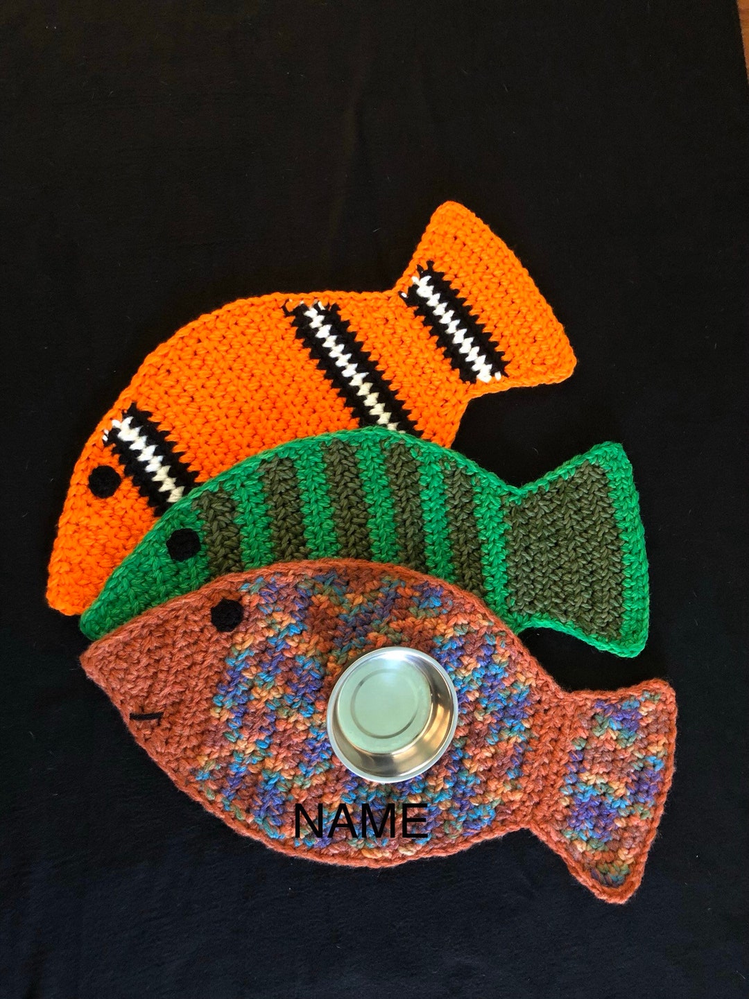 Crochet PATTERN - Fish Placemat Rug; Cat Pet Food Floor Mat; Fish Shape ...