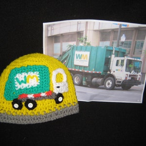 Crochet PATTERN for Garbage Truck Hat; Waste Management Truck Beanie ; Crochet Garbage Truck Hat PDF Pattern; Toddler, Child, Adult Sizes