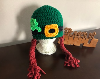 Häkelanleitung - Mädchen Kobold Geflochtener Hut, Miss Patty Kobold Hut, St. Patrick's Day Kleeblatt Kobold Hut, Familie (7) Größen