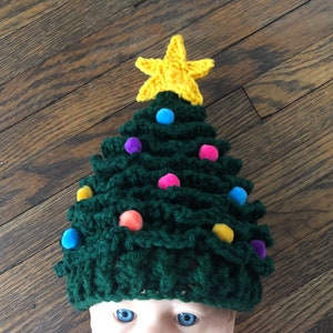 Crochet PATTERN - Christmas Tree Hat, Festive Holiday Xmas Tree Hat, Baby Child Adult Xmas Tree Hat, Christmas Tree Hat and Star Pattern