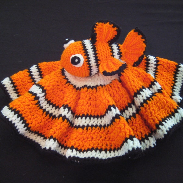 Crochet PATTERN - Clownfish Lovey Baby Blanket; Lovey Stuffed Toy Security Blanket; Clown Fish Lovey Security Blanket; PDF download file