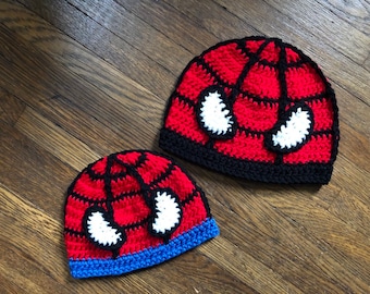 Superhero Spiderweb Beanie Hat, Toddler Spider Web Design Hat, Child Adult Superhero Beanie, Spiderweb Hat Costume Photo Prop