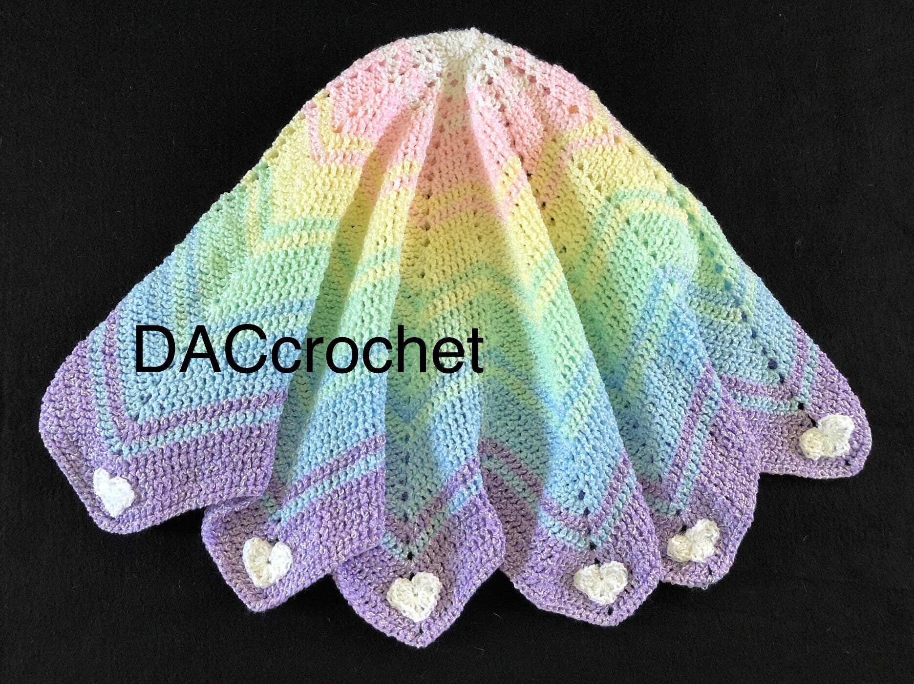 40 Rainbow Blanket Crochet Patterns to Brighten Baby Rooms, Throws, and Gift Giving 27 Crochet Pattern Rainbow Love Hearts Blanket