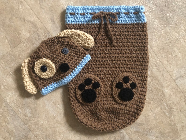 Crochet PATTERN Puppy Dog Cocoon Snuggle Sack Set Puppy Etsy