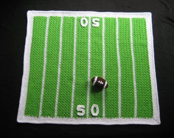 Crochet PATTERN - Football Field Baby Blanket Afghan, Football Rattle, Baby Football Sport Blanket, Floor Play Mat, Baby Photo Prop Blanket