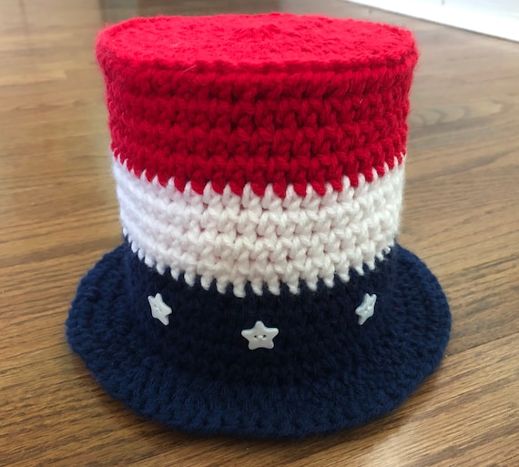 Crochet PATTERN - Patriotic Baby Top Hat, Uncle Sam Tall Hat  display picture 3
