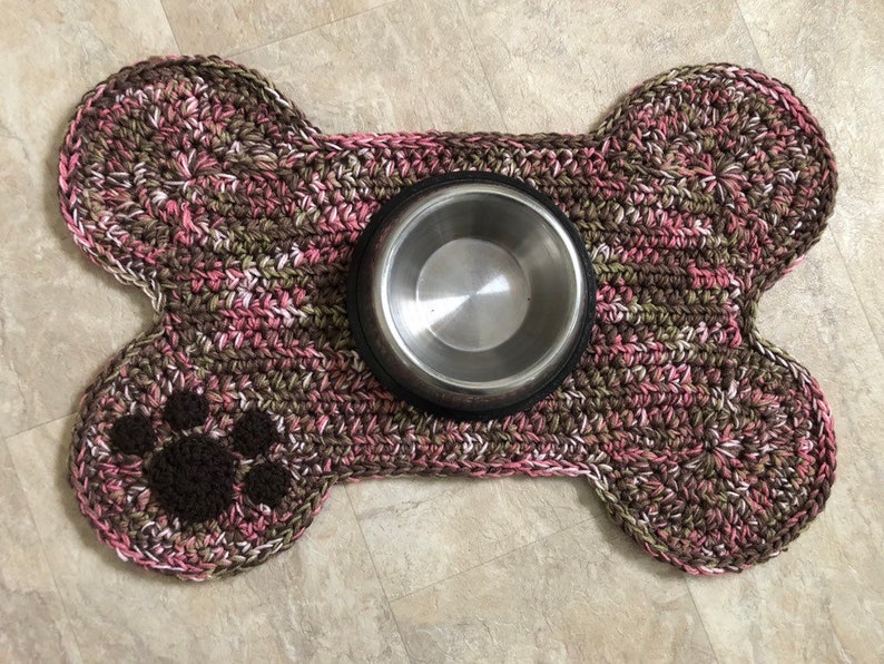 Pink Camouflage Crochet Dog Bone Placemat Dog Pet Crate Mat Etsy