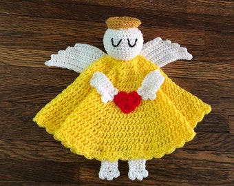Crochet PATTERN - Angel Lovey Security Blanket, Angel Doll Lovey Pattern, Amigurumi Angel Doll Lovey Blanket Pattern, Amigurumi Angel