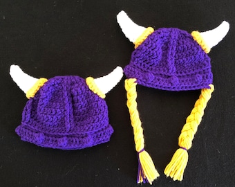 Purple Viking Hat Baby Child Adult, Viking Warrior Hat Braids, Minnesota Football Colors Viking Helmet Hat, Viking Photo Prop Costume Hat