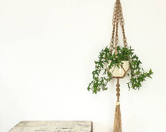 Macrame Plant Hanger: Natural Jute, Retro Style, Home Decor, Plant Accessories