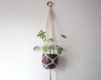 Natural Cotton Hanging Planter / Macrame Plant Hanger / Boho / Flowerpot Holder / Simple Planter / Eco Friendly Gifts / Mother's Day Gift