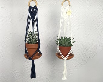 White Macrame Air Plant Hanger: Boho Decor Plant Succulent Accessories