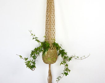 Long Macrame Plant Hanger: Natural Jute, Vintage Style, Boho Decor, Plant Accessories, Eco Friendly