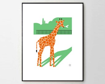 Gillian Giraffe - Children's Animal Giclée Art Prints - 8x10" or 11x14" - Quality Gifts for Kids - Nursery Wall Art - Learning - Colorful