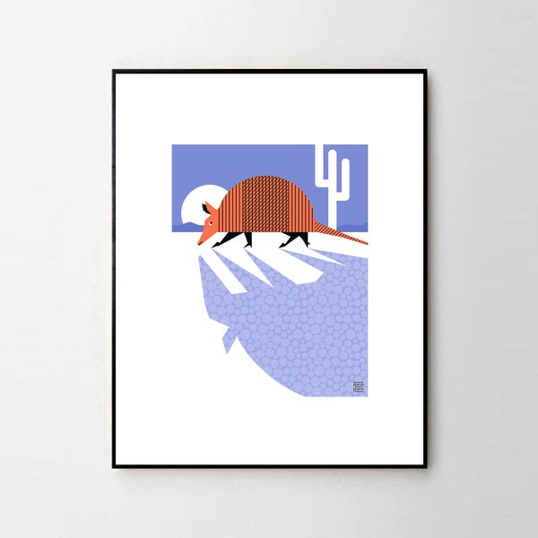 Archer Armadillo - Children's Animal Giclée Art Prints - 8x10" or 11x14"- Quality Gifts for Kids - Home Wall Art - Fun - Learning - Colorful