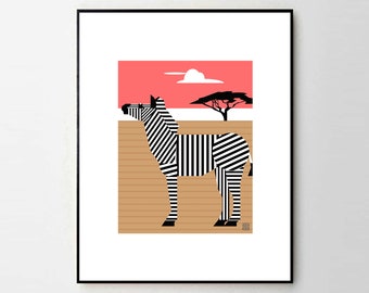 Zachary Zebra - Children's Animal Giclée Art Prints - 8x10" or 11x14" - Quality Gifts for Kids - Nursery Wall Art - Fun - ABCs - Colorful