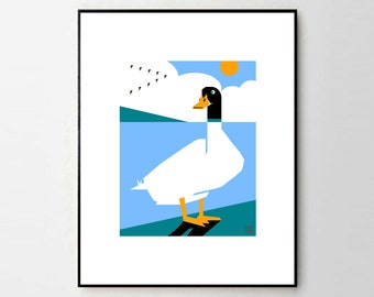 Gavin Goose - Children's Animal Giclée Art Prints - 8x10" or 11x14" - Quality Gifts for Kids - Nursery Wall Art - Fun - ABCs - Colorful