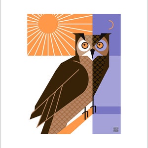 Oliver Owl - Children&#39;s Animal Giclée Art Prints - 8x10&quot; or 11x14&quot;- Quality Gifts for Kids - Home Wall Art - Fun - Learning - ABC - Colorful