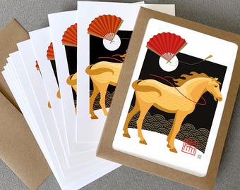 Horse Art Zodiac Greeting Cards: 2026 Chinese Horoscope, Boxed Set, 10 Pack