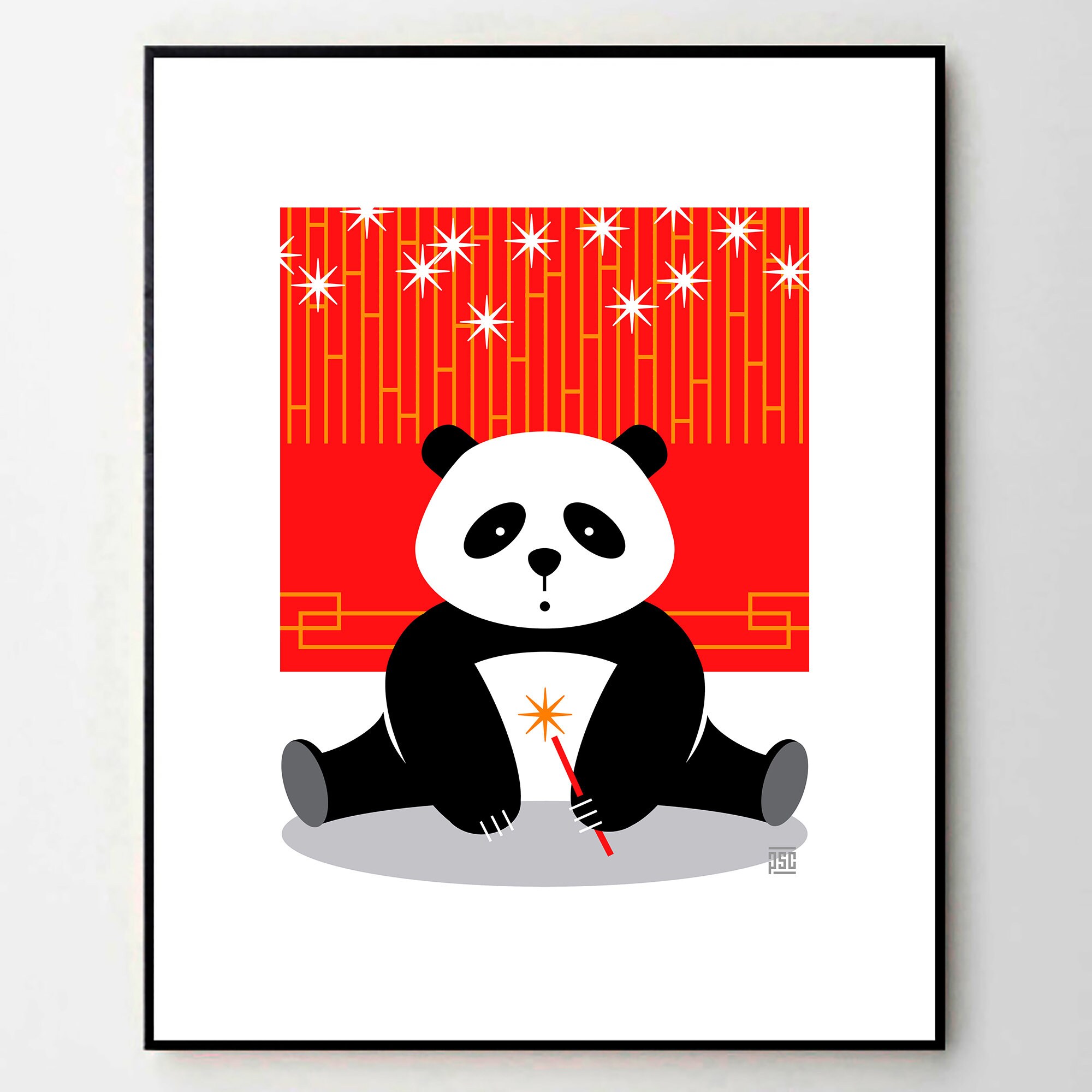 New Year Panda Chinese Lunar New Year Art Print Etsy