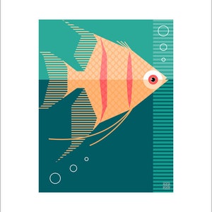 Ainsley Angelfish - Children&#39;s Animal Giclée Art Prints - 8x10&quot; or 11x14&quot; - Quality Gifts for Kids - Nursery Wall Art - ABCs - Colorful