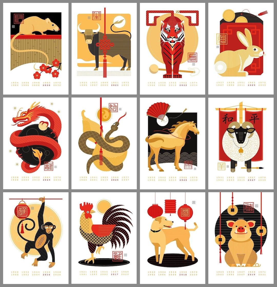 14 Little Art Print Cards Boxed Set of 12 Chinese Zodiac - Etsy Canada 14 Little Art Print Cards Boxed Set of 12 Chinese Zodiac - Etsy Canada