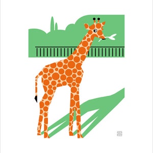 Gillian Giraffe - Children&#39;s Animal Giclée Art Prints - 8x10&quot; or 11x14&quot; - Quality Gifts for Kids - Nursery Wall Art - Learning - Colorful