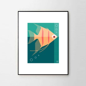 Ainsley Angelfish - Children&#39;s Animal Giclée Art Prints - 8x10&quot; or 11x14&quot; - Quality Gifts for Kids - Nursery Wall Art - ABCs - Colorful