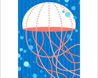 Jellyfish Giclée Art Print: Colorful Children's Nursery Wall Art