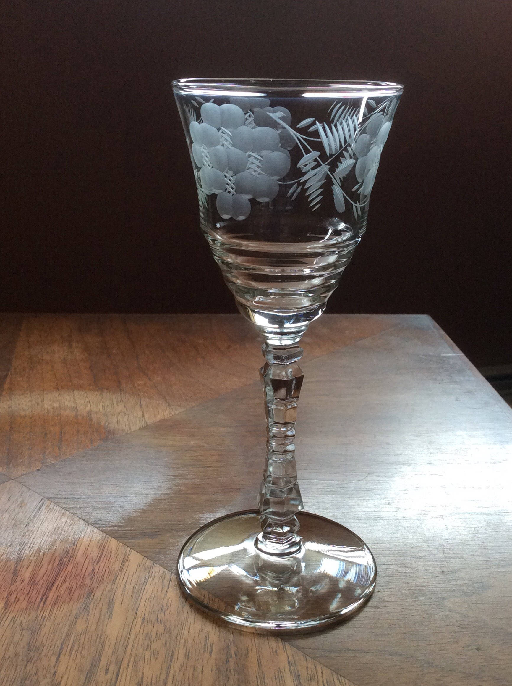 One 1 Vintage Libbey Rock Sharpe Etched Cut Floral Pattern Etsy