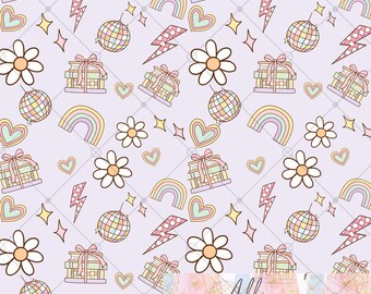 Girly Bookish Seamless Pattern - Book Disco Ball - Digital Paper 12x12 300 DPI PNG