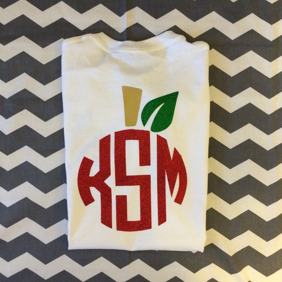 Monogrammed Teacher Shirt Apple Teacher Shirt | Etsy