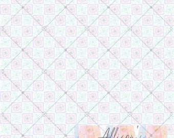 Watercolor Floral Mosaic Seamless Pattern - Digital Paper 12x12 300DPI PNG