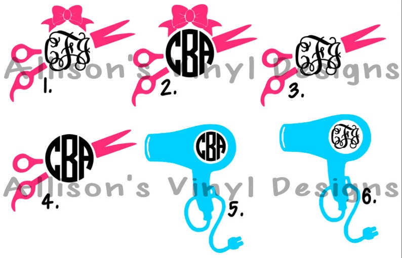 Monogram Hair Stylist Vinyl Decal Beautician Monogram Vinyl Etsy
