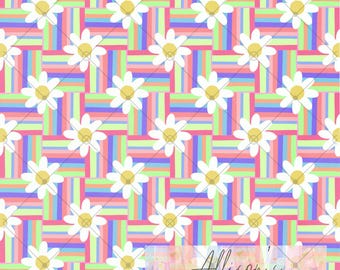 Daisy Patchwork Spring Floral Seamless Pattern - Digital Paper 12x12 300DPI PNG
