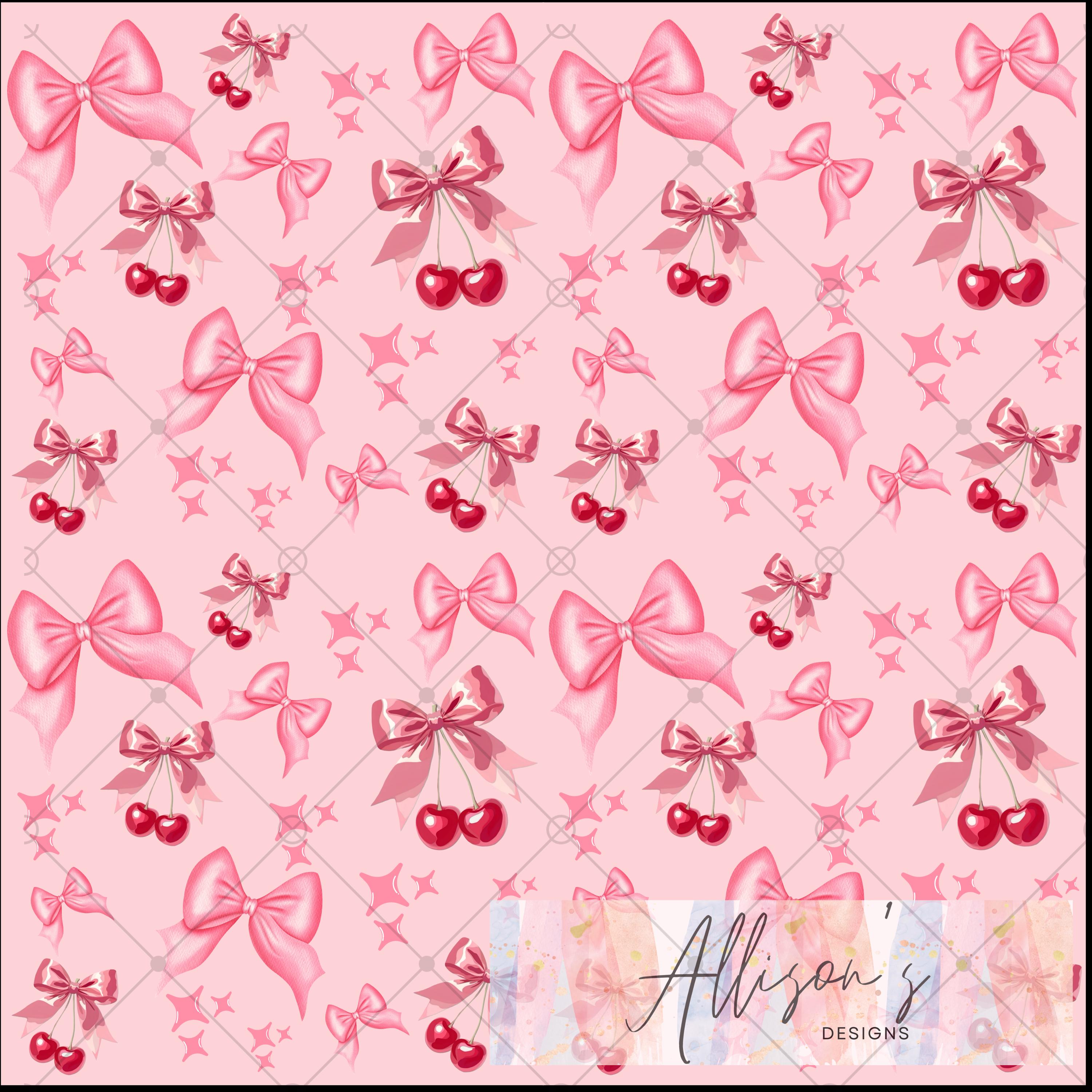 Bow Cherry Coquette Seamless Pattern - Digital Paper 12x12 300DPI PNG ...