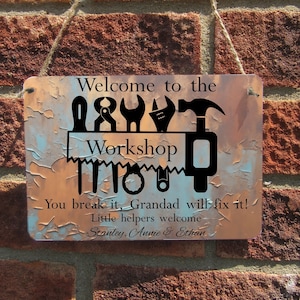 Personalised Welcome to the Workshop, Grandad, Grandpa, Dad etc Father's Day Gift, Grandad Keepsake, Tool shed sign, Birthday Gift For Dad.